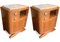 Art Deco Limed Oak, Carved Oak Marble Topped Nightstands,1920s, Set of 2 3