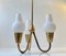 Danish Modern Chandelier in Opaline Glass and Brass by Bent Karlby for Lyfa, 1950s, Image 2