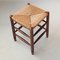 Vintage Stool in Wood and Rush, 1960s 3