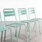 French Green Metal T2 Outdoor Dining Chairs attributed to Tolix, 1960s, Set of 4 4