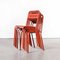 Französische Esszimmerstühle aus rotem Metall im Stil von Tolix, 1950er, 6er Set 6