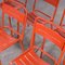Französische Esszimmerstühle aus rotem Metall im Stil von Tolix, 1950er, 6er Set 5