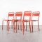French Red Metal Outdoor Dining Chairs in the style of Tolix, 1950s, Set of 6 1