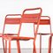 French Red Metal Outdoor Dining Chairs in the style of Tolix, 1950s, Set of 6 3