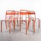 French Red Metal Outdoor Dining Chairs in the style of Tolix, 1950s, Set of 7, Image 8