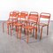 French Red Metal Outdoor Dining Chairs in the style of Tolix, 1950s, Set of 7, Image 1