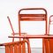 French Red Metal Outdoor Dining Chairs in the style of Tolix, 1950s, Set of 7 5