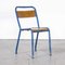 French Blue Bistro Dining Chairs in Wood and Metal attributed to Tolix, 1950s, Set of 10 1