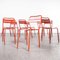 French Red Metal T2 Outdoor Chairs attributed to Tolix, 1950s, Set of 9, Image 1