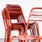 French Red Metal T2 Outdoor Chairs attributed to Tolix, 1950s, Set of 9 4