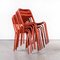 Französische Rote T2 Metall Stühle, 1950er, 9er Set 8