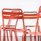 French Red Metal T2 Outdoor Chairs attributed to Tolix, 1950s, Set of 8 3