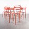 French Red Metal T2 Outdoor Chairs attributed to Tolix, 1950s, Set of 8 1