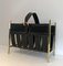 Bag Shape Magazine Rack in Brass and Leather by Jacques Adnet, 1940s 1