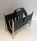 Bag Shape Magazine Rack in Brass and Leather by Jacques Adnet, 1940s 4