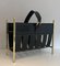 Bag Shape Magazine Rack in Brass and Leather by Jacques Adnet, 1940s 10