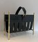 Bag Shape Magazine Rack in Brass and Leather by Jacques Adnet, 1940s, Image 10