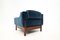 Fauteuils Mid-Century en Bois et Velours Bleu, Italie, 1960s, Set de 2 3