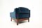 Mid-Century Modern Italian Armchairs in Wood and Blue Velvet, 1960s, Set of 2, Image 3