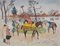 Yves Brayer, Hippodrome d'Auteuil: La Promenade des Chevaux, Original Watercolor, Framed, Image 2