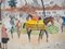 Yves Brayer, Hippodrome d'Auteuil: La Promenade des Chevaux, Aquarelle Originale, Encadrée 5