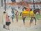 Yves Brayer, Hippodrome d'Auteuil: La Promenade des Chevaux, Aquarelle Originale, Encadrée 8