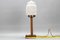 Lampe de Bureau Art Déco en Bois et Verre Givré avec Pic, 1930s 14