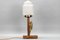 Lampada da tavolo Art Déco in legno e vetro smerigliato con picchio, anni '30, Immagine 9