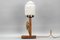 Art Deco Wooden and Frosted Glass Table Lamp with a Woodpecker, 1930s 3