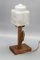 Lampe de Bureau Art Déco en Bois et Verre Givré avec Pic, 1930s 10