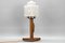 Art Deco Tischlampe aus Holz & Milchglas mit Specht, 1930er 11