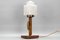 Art Deco Wooden and Frosted Glass Table Lamp with a Woodpecker, 1930s, Image 5