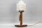 Lámpara de mesa Art Déco de madera y vidrio esmerilado con pájaro carpintero, años 30, Imagen 5