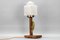 Art Deco Wooden and Frosted Glass Table Lamp with a Woodpecker, 1930s 8