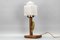 Art Deco Wooden and Frosted Glass Table Lamp with a Woodpecker, 1930s 7
