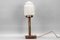 Art Deco Wooden and Frosted Glass Table Lamp with a Woodpecker, 1930s, Image 6