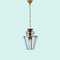 Lámpara de araña italiana hexagonal de latón y vidrio biselado, años 50, Imagen 11