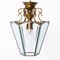 Italian Brass and Beveled Glass Hexagonal Chandelier in the style of Adolf Loos, 1950s 10