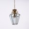 Lámpara de araña italiana hexagonal de latón y vidrio biselado, años 50, Imagen 4