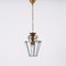 Lámpara de araña italiana hexagonal de latón y vidrio biselado, años 50, Imagen 3