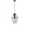 Italian Brass and Beveled Glass Hexagonal Chandelier in the style of Adolf Loos, 1950s 16