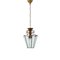 Italian Brass and Beveled Glass Hexagonal Chandelier in the style of Adolf Loos, 1950s, Image 16