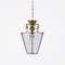 Italian Brass and Beveled Glass Hexagonal Chandelier in the style of Adolf Loos, 1950s 7