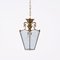 Italian Brass and Beveled Glass Hexagonal Chandelier in the style of Adolf Loos, 1950s, Image 7