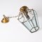 Italian Brass and Beveled Glass Hexagonal Chandelier in the style of Adolf Loos, 1950s 14