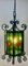 Arts & Crafts Forget and Colored Glass Pendant Lobby Lamp, 1930s, Image 3