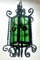 Arts & Crafts Forget and Colored Glass Pendant Lobby Lamp, 1930s 4