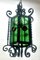 Arts & Crafts Forget and Colored Glass Pendant Lobby Lamp, 1930s, Image 4