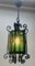 Arts & Crafts Forget and Colored Glass Pendant Lobby Lamp, 1930s 8