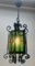 Arts & Crafts Forget and Colored Glass Pendant Lobby Lamp, 1930s, Image 8